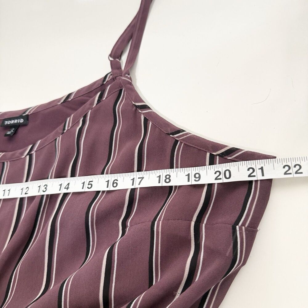 Torrid Mauve Purple Stripe Chiffon Midi Dress Pockets  Size 2X - Picture 9 of 10